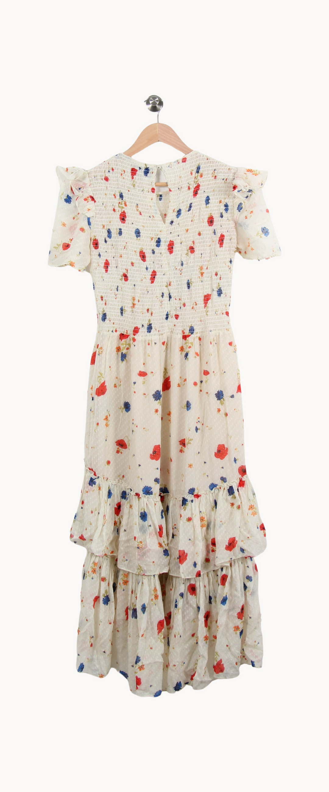 Robe Midi Écrue à Fleurs Rouges et Bleues - Taille S/36 de la marque The Kooples | PARAD52750 - Vendu par Paradigme - Image 4