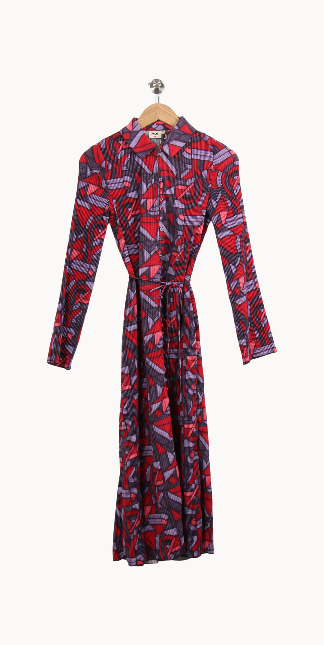 Robe Chemise Rouge et Violette - Taille XS/34 de la marque Soi Paris | PARAD64021 - Vendu par Paradigme - Image 2