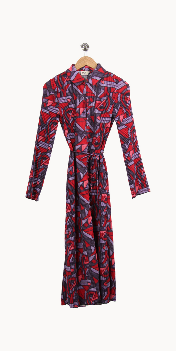 Robe Chemise Rouge et Violette - Taille XS/34 de la marque Soi Paris | PARAD64021 - Vendu par Paradigme - Image 2