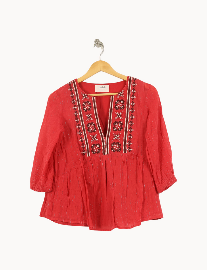 Blouse Rouge - Taille XS/34 de la marque ba&sh | PARAD68953 - Vendu par Paradigme - Image 2