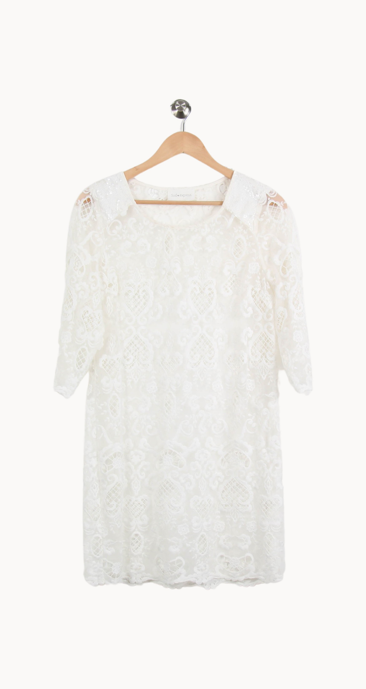 Robe En Dentelle Blanche - Taille M/38 de la marque Sud express | PARAD62345 - Vendu par Paradigme - Image 2