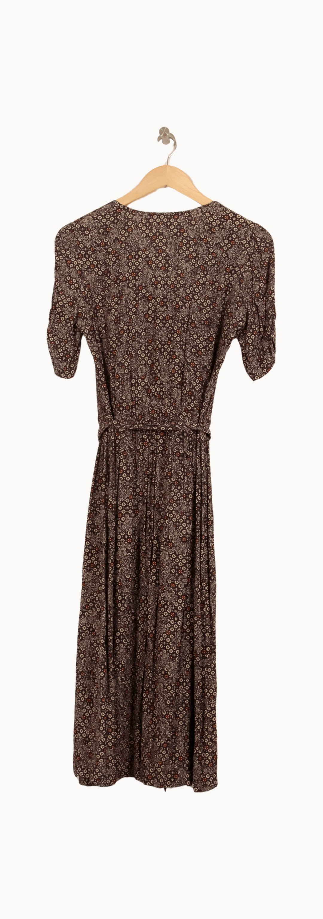 Robe Midi Imprimée Marron et Blanc - Taille L/40 de la marque Sessùn | PARAD63939 - Vendu par Paradigme - Image 4