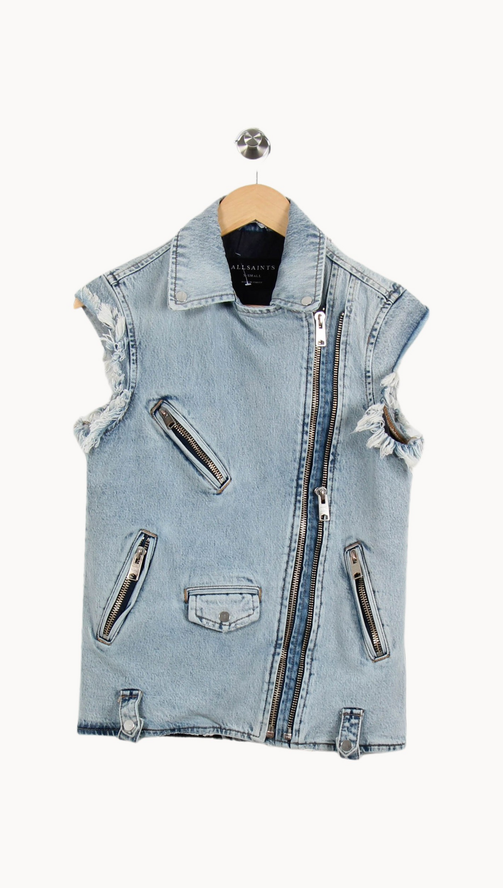 Gilet en Jean Bleu - Taille XS/34 de la marque All Saints | PARAD61015 - Vendu par Paradigme - Image 2