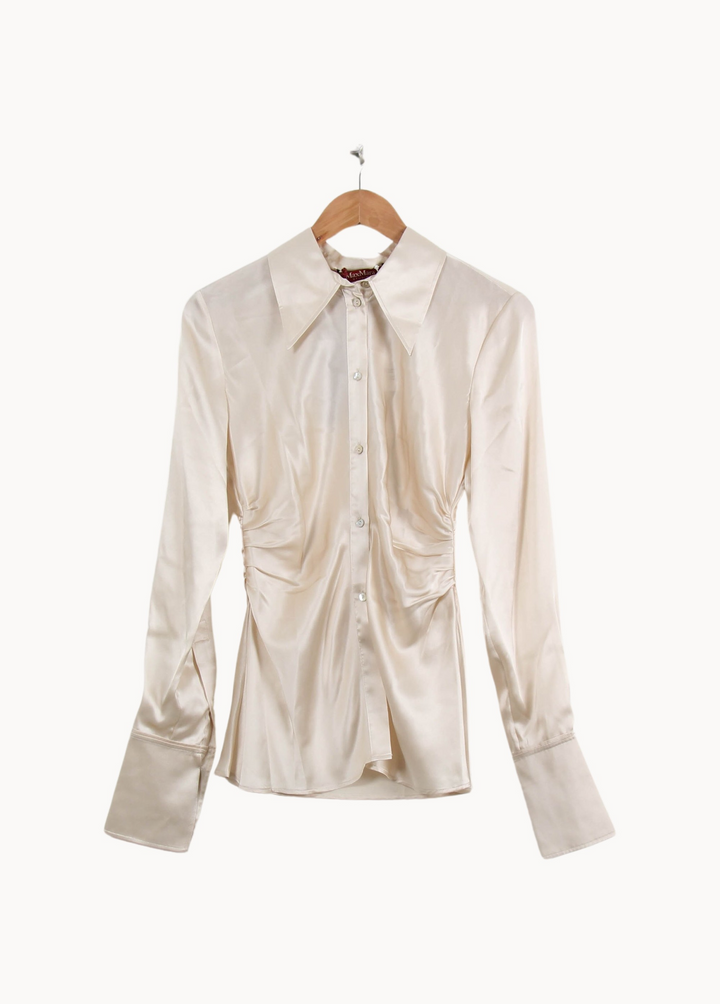 Chemise Satinée Beige - Taille M/38 de la marque Max Mara | PARAD67259 - Vendu par Paradigme - Image 2