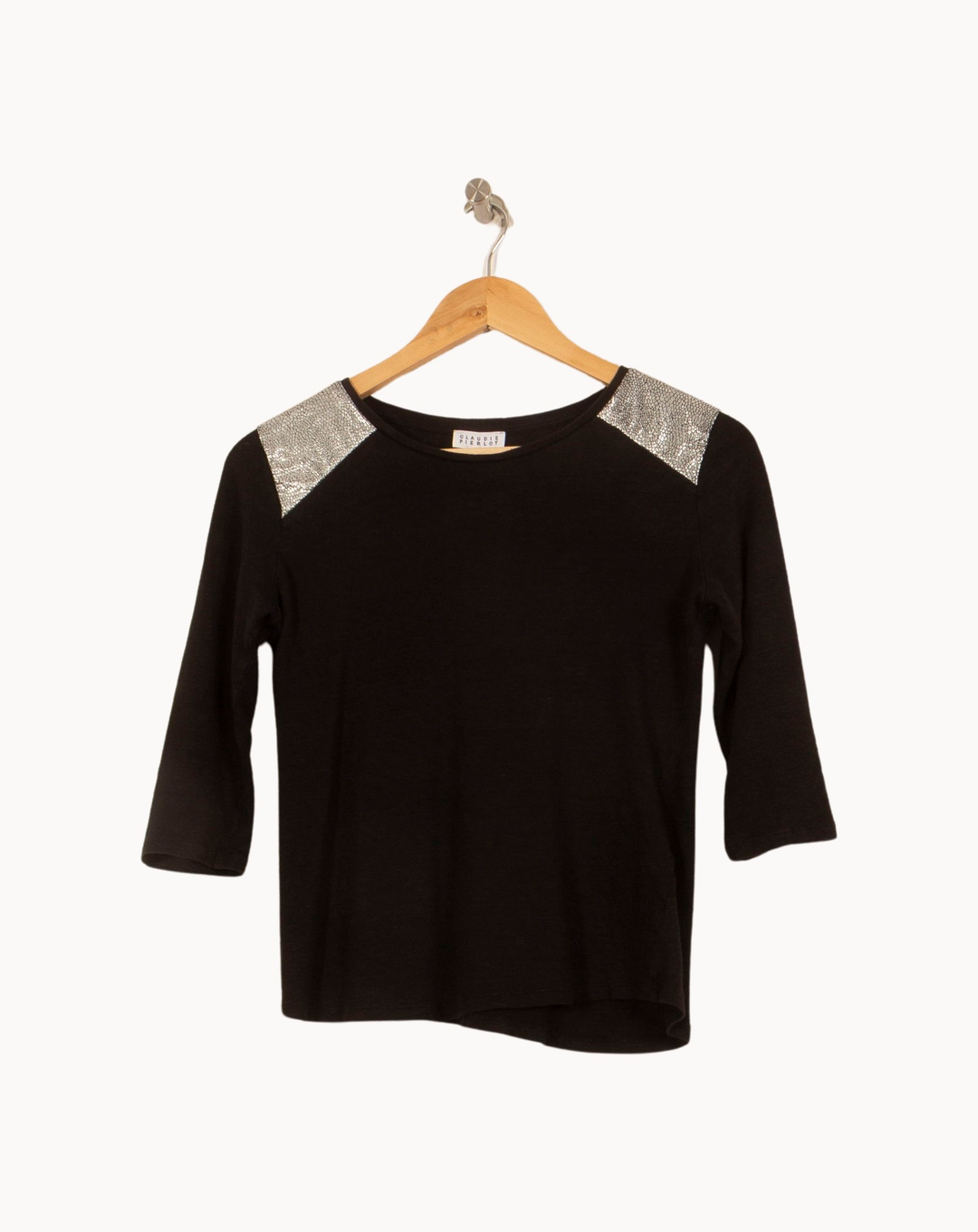 T-shirt Noir et Argenté - Taille M/38 de la marque Claudie Pierlot | PARAD49950 - Vendu par Paradigme - Image 2