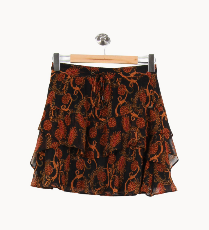 Jupe Volantée Marron et Noir - Taille XS/34 de la marque IKKS | PARAD67034 - Vendu par Paradigme - Image 2