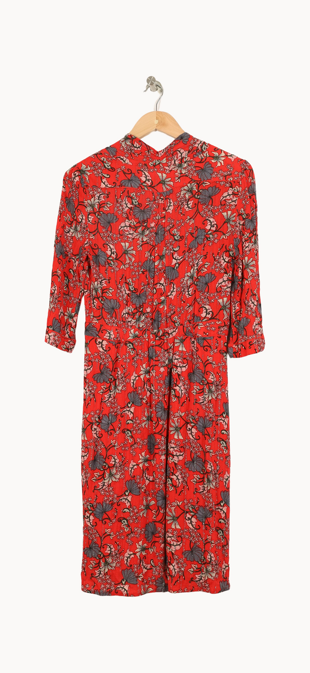 Robe Fleurie Rouge et Noire - Taille M/38 de la marque ba&sh | PARAD69104 - Vendu par Paradigme - Image 4