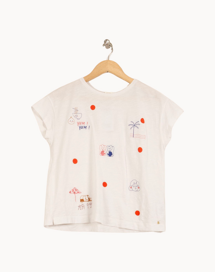 Tee-shirt Blanc et Orange - Taille XS/34 de la marque Des petits hauts | PARAD61370 - Vendu par Paradigme - Image 2