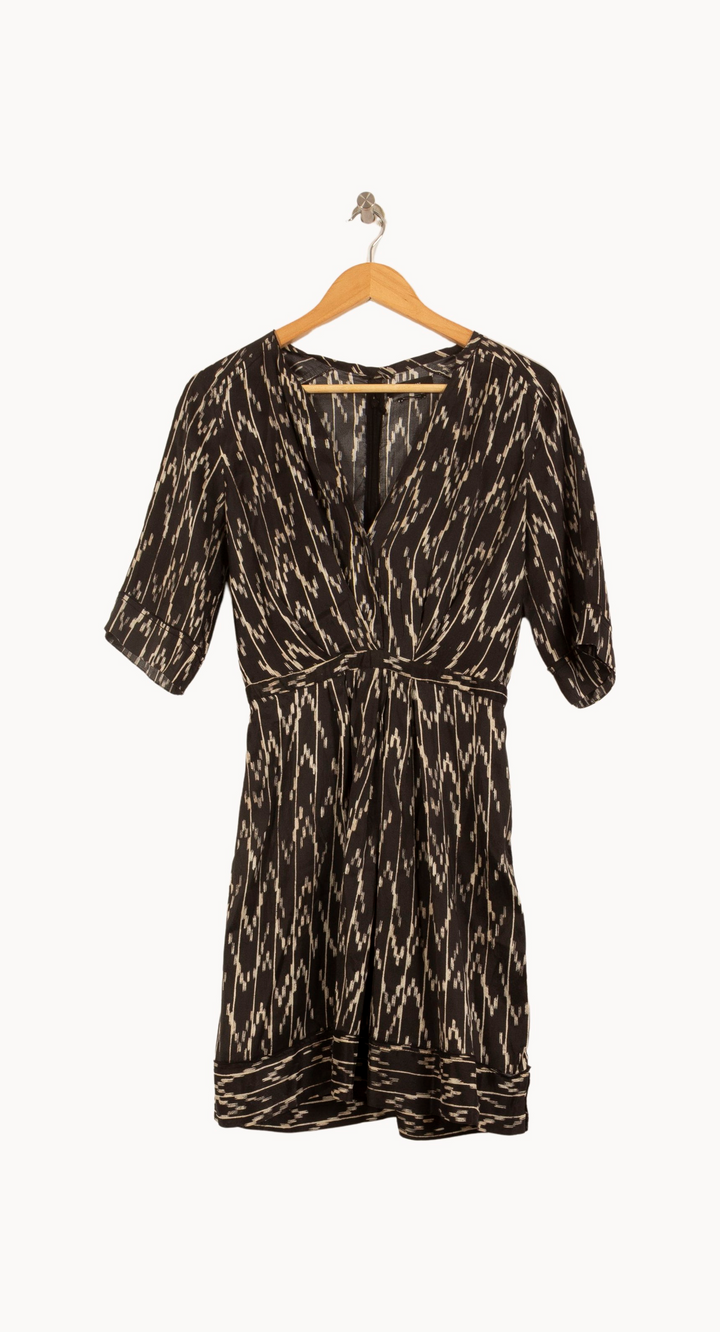 Robe Imprimée Noire et Beige - Taille XS/34 de la marque Isabel Marant | PARAD63308 - Vendu par Paradigme - Image 2