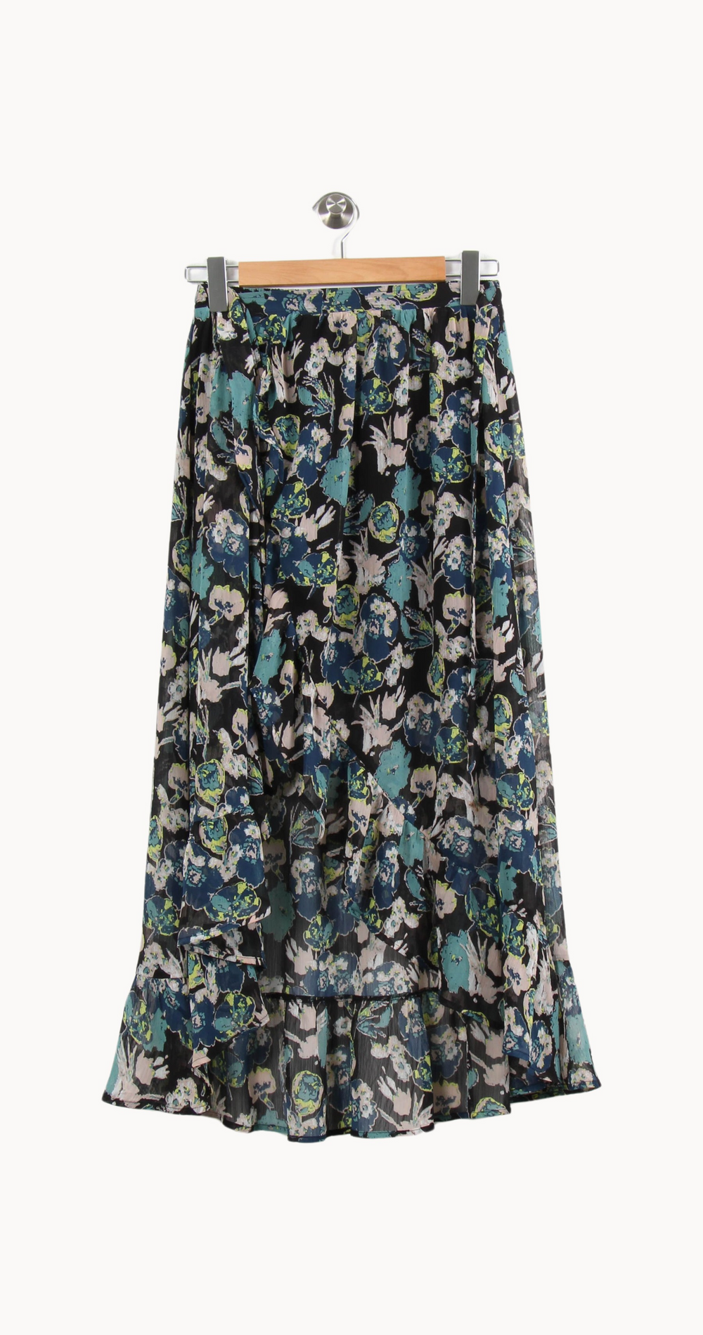 Jupe Longue Fleurie Bleue et Noire - Taille S/36 de la marque Grace & Mila | PARAD65385 - Vendu par Paradigme - Image 2