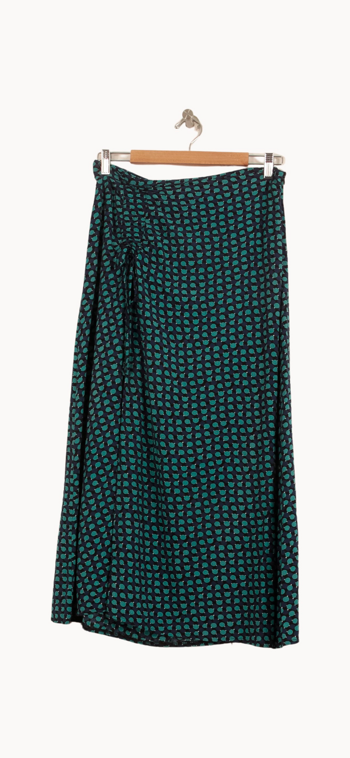 Jupe Portefeuille Bleue et Verte - Taille L/40 de la marque La Fée Maraboutée | PARAD63885 - Vendu par Paradigme - Image 2