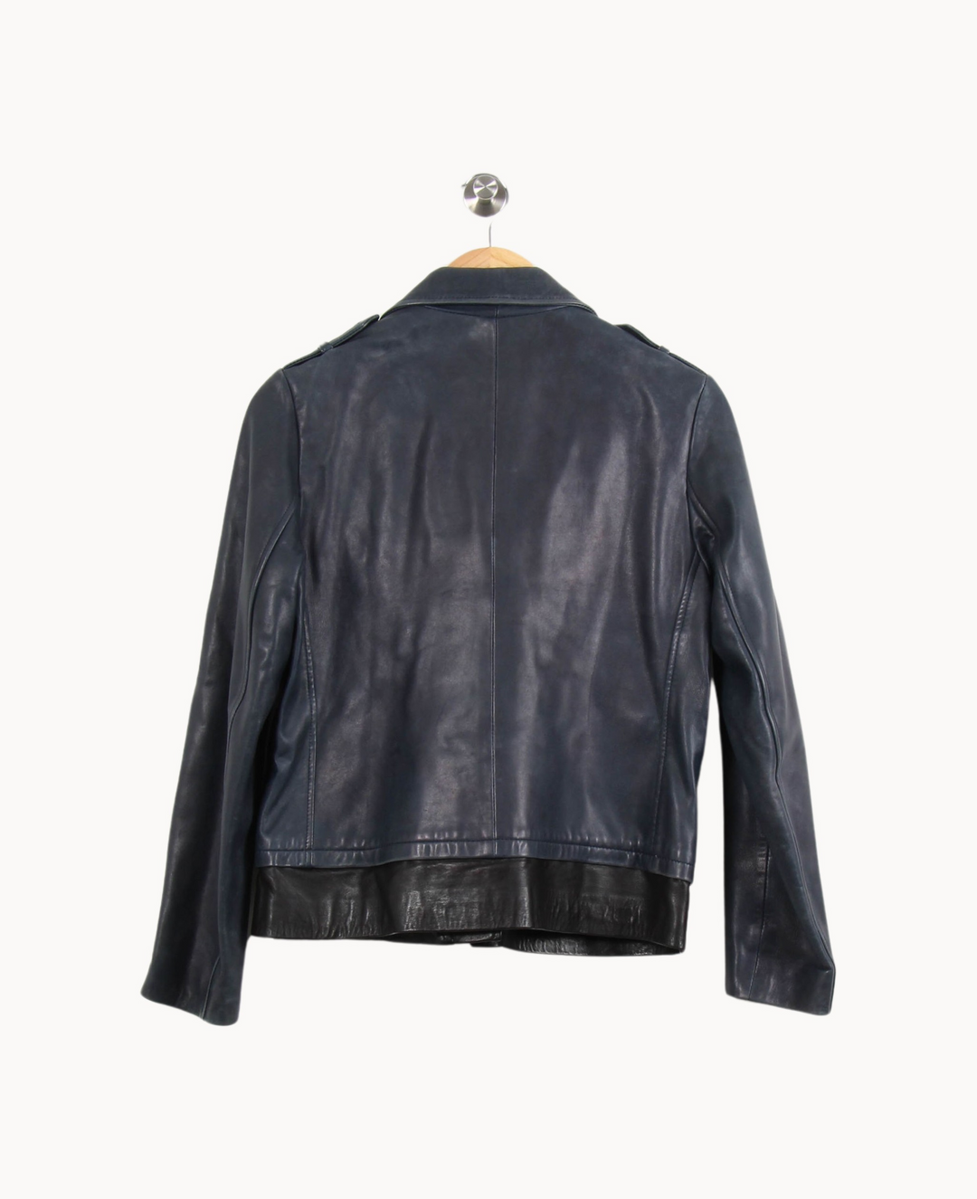 Blouson en cuir Bleu et Noir - Taille M/38 de la marque Claudie Pierlot | PARAD53081 - Vendu par Paradigme - Image 4