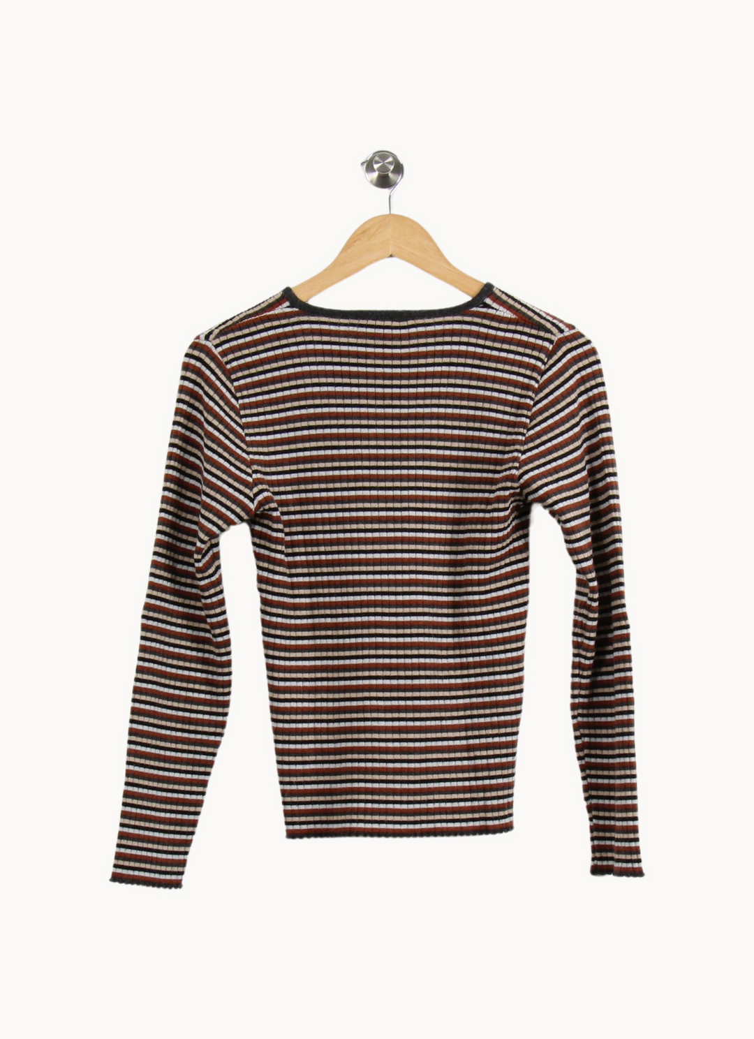 Pull Marron et Blanc - Taille L/40 de la marque Caroll | PARAD35556 - Vendu par Paradigme - Image 4