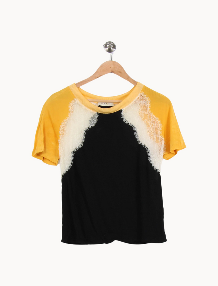 T-shirt Noir Jaune et Blanc - Taille S/36 de la marque Sandro | PARAD53464 - Vendu par Paradigme - Image 2
