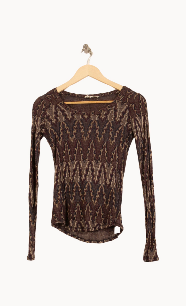 Tee-shirt Manches Longues Marron et Beige - Taille S/36 de la marque Isabel Marant étoile | PARAD63830 - Vendu par Paradigme - Image 2