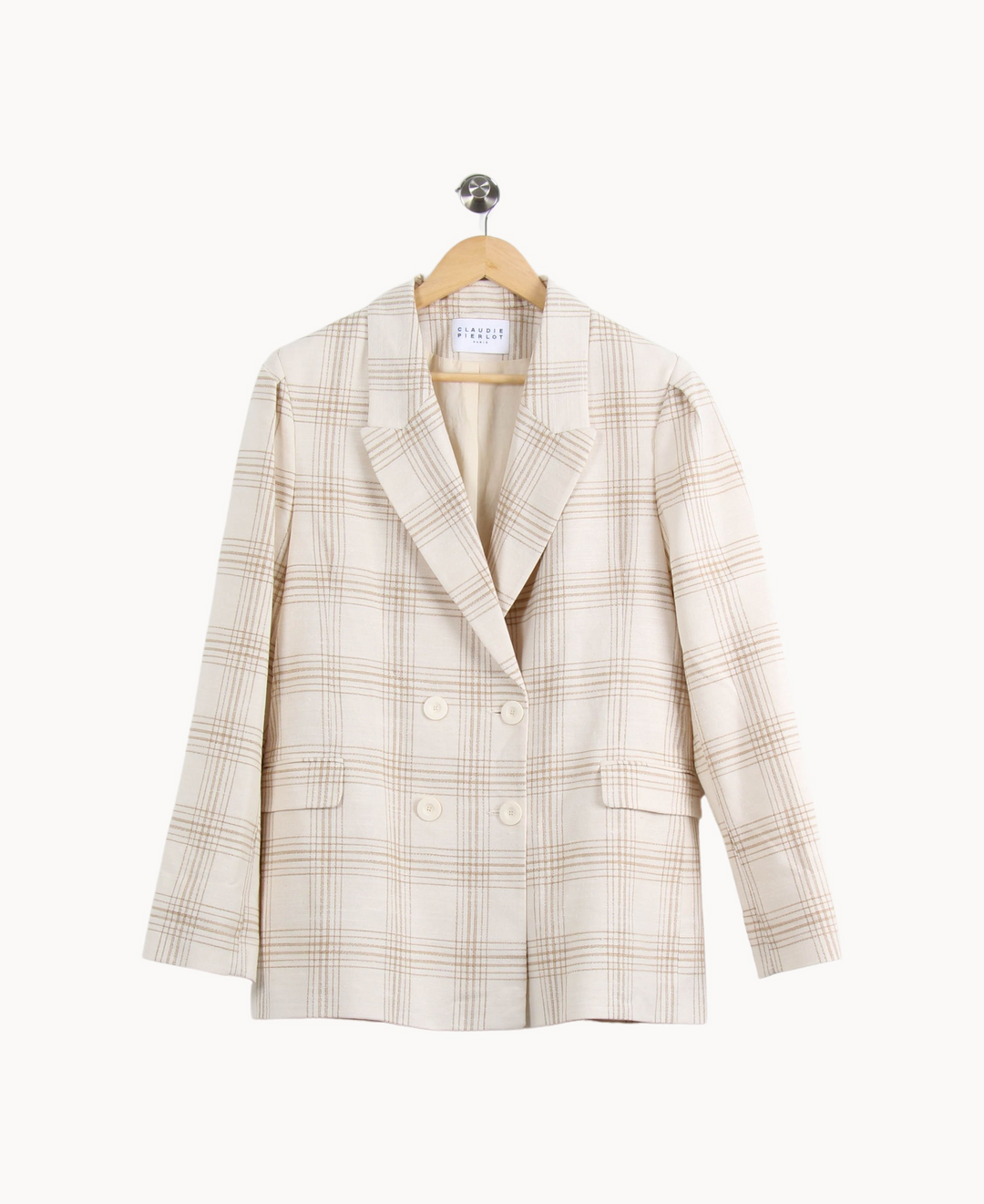 Veste Beige à Carreaux - Taille XL/42 de la marque Claudie Pierlot | PARAD64969 - Vendu par Paradigme - Image 2
