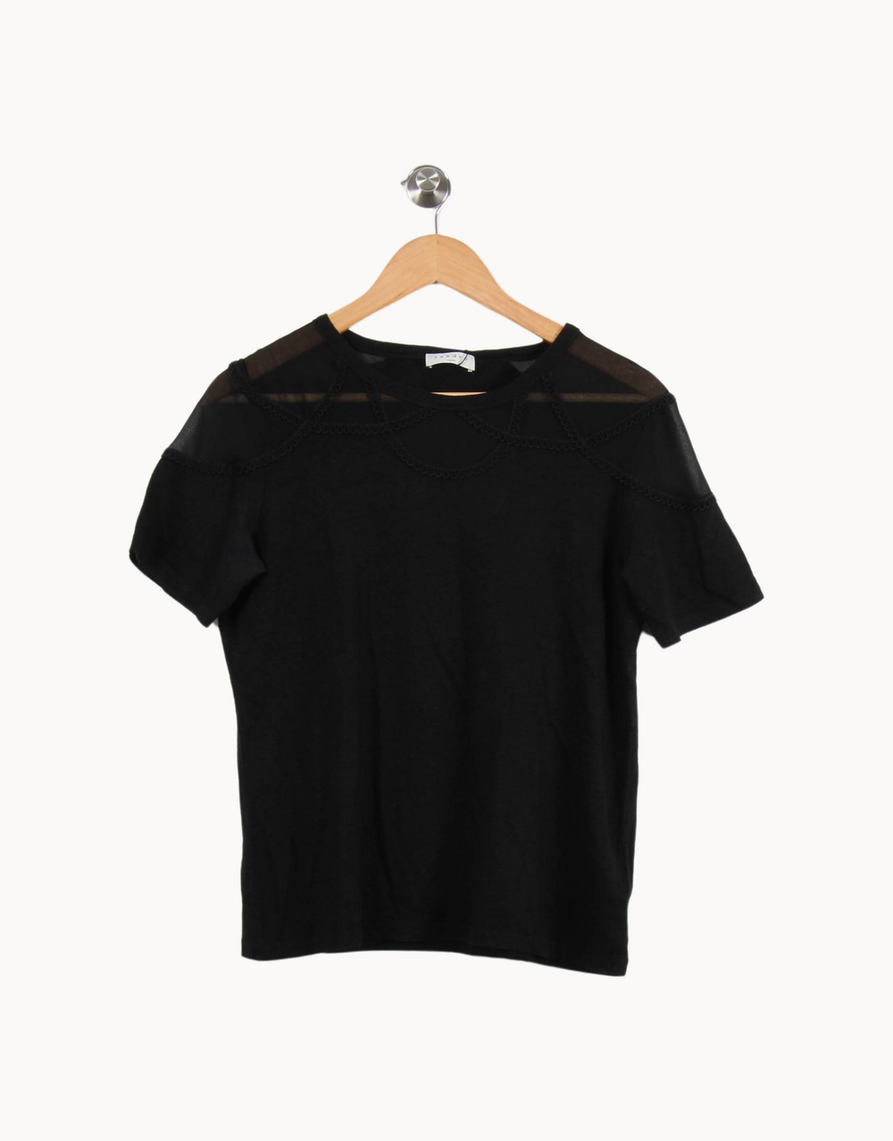 Tee-shirt Noir - Taille M/38 de la marque Sandro | PARAD52111 - Vendu par Paradigme - Image 2