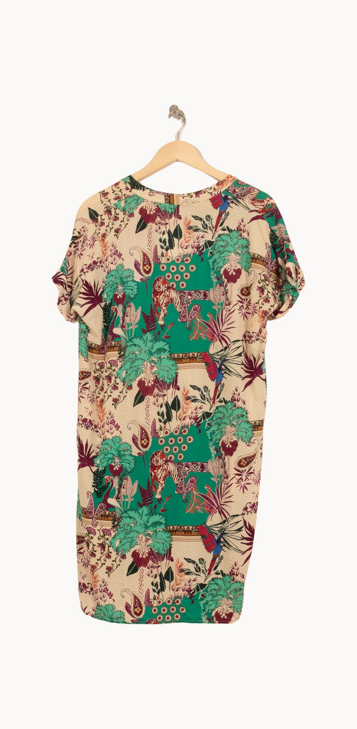 Robe Vert et Beige - Taille L/40 de la marque La Fée Maraboutée | PARAD66430 - Vendu par Paradigme - Image 4