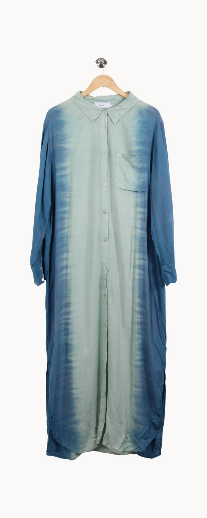 Robe Chemise Longue Bleu et Vert - Taille L/40 de la marque Notshy Cashmere | PARAD54012 - Vendu par Paradigme - Image 2