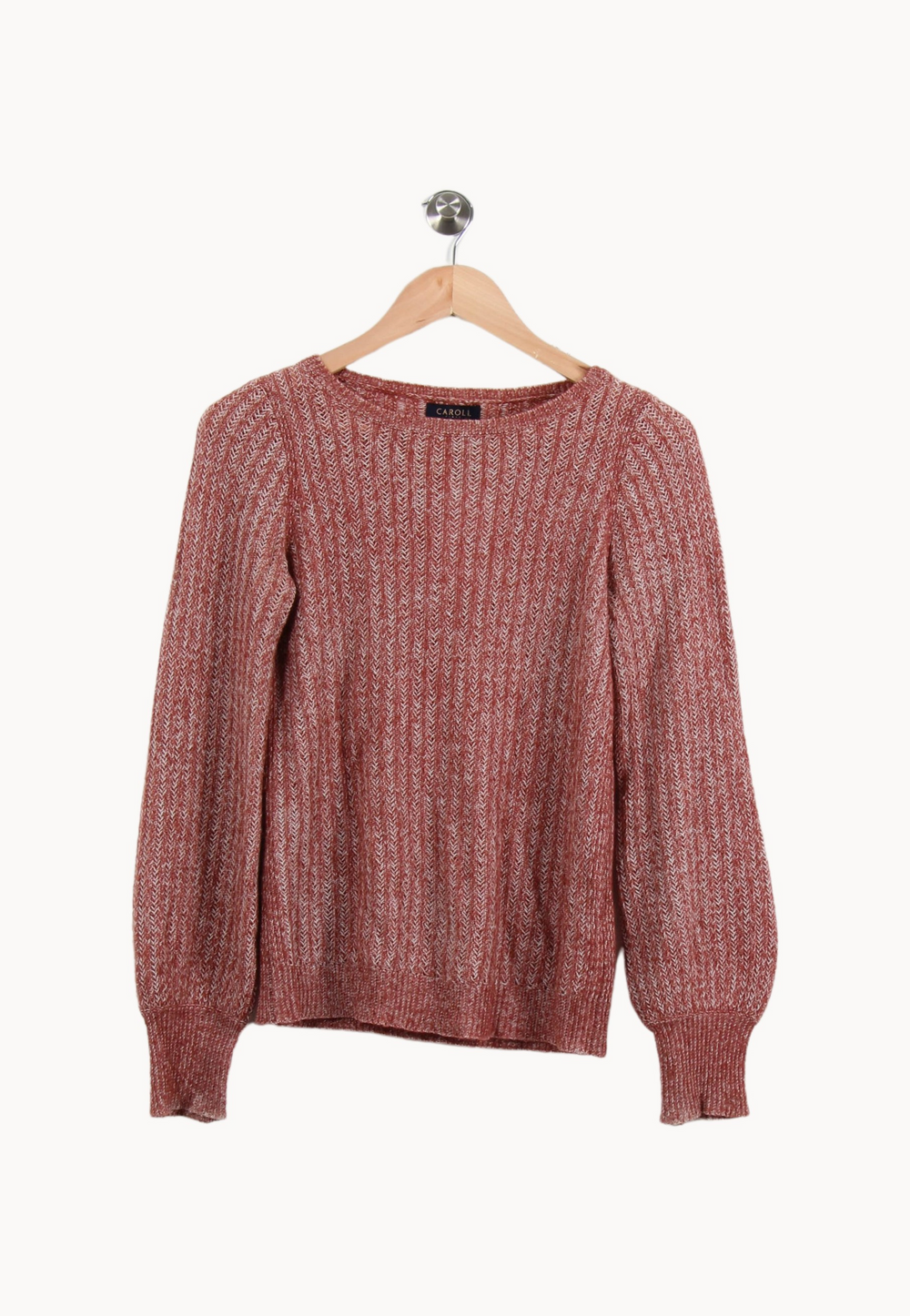 Pull Rose et Blanc - Taille XS/34 de la marque Caroll | PLY0783 - Vendu par Paradigme - Image 2