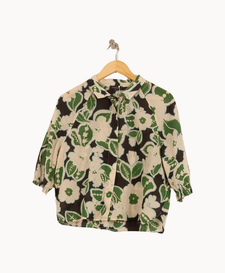 Blouse Verte et Blanche - Taille M/38 de la marque Caroll | PARAD63915 - Vendu par Paradigme - Image 2