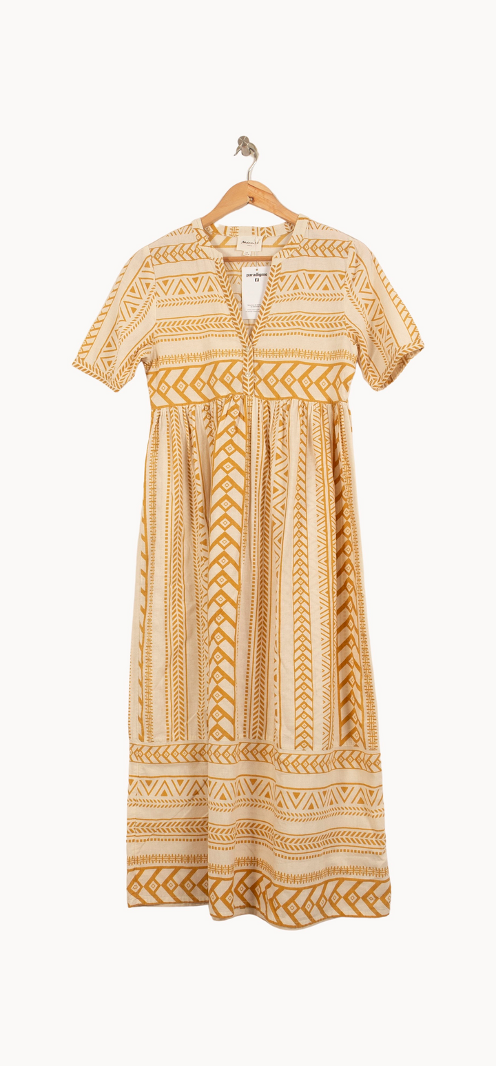 Robe Midi Beige et Jaune - Taille XS/34 de la marque Maison 123 | PARAD64991 - Vendu par Paradigme - Image 2