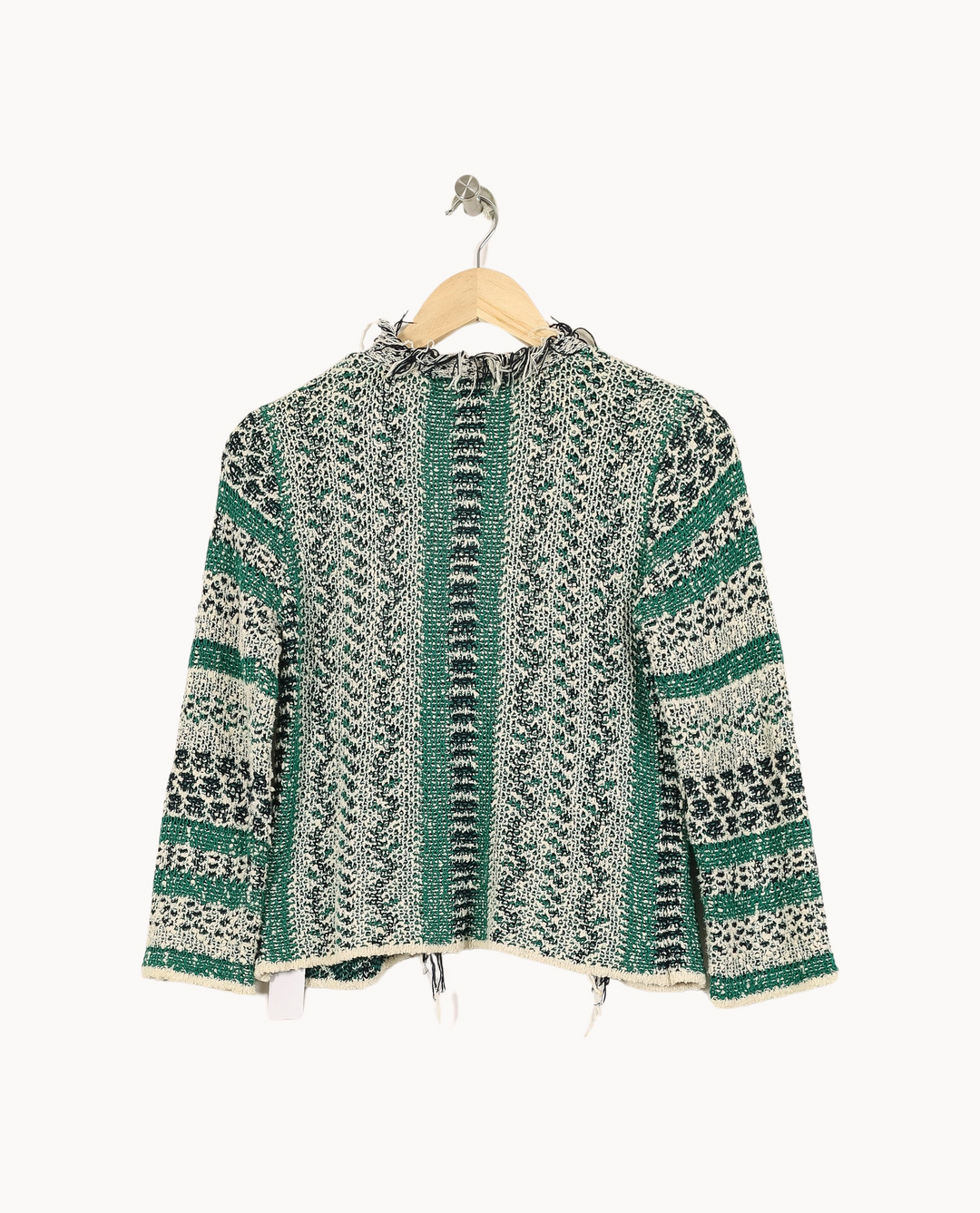 Gilet Vert et Écru - Taille XS/34 de la marque La Fée Maraboutée | PARAD26143 - Vendu par Paradigme - Image 4