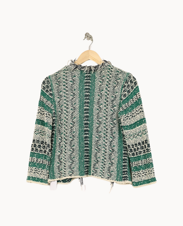 Gilet Vert et Écru - Taille XS/34 de la marque La Fée Maraboutée | PARAD26143 - Vendu par Paradigme - Image 4