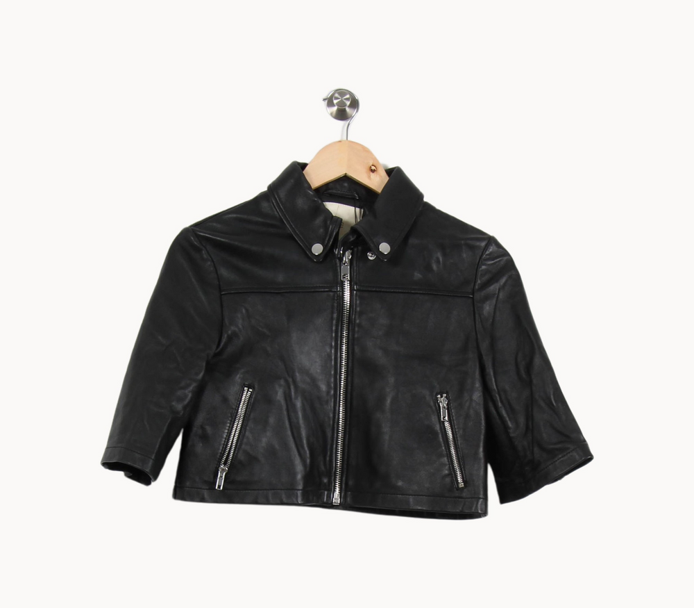Blouson en Cuir Noir - Taille L/40 de la marque Maje | PARAD46172 - Vendu par Paradigme - Image 2