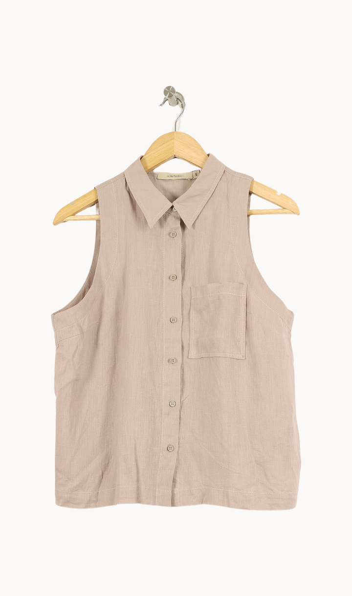 Chemisier Sans Manches Beige - Taille L/40 de la marque La Fée Maraboutée | PARAD52907 - Vendu par Paradigme - Image 2