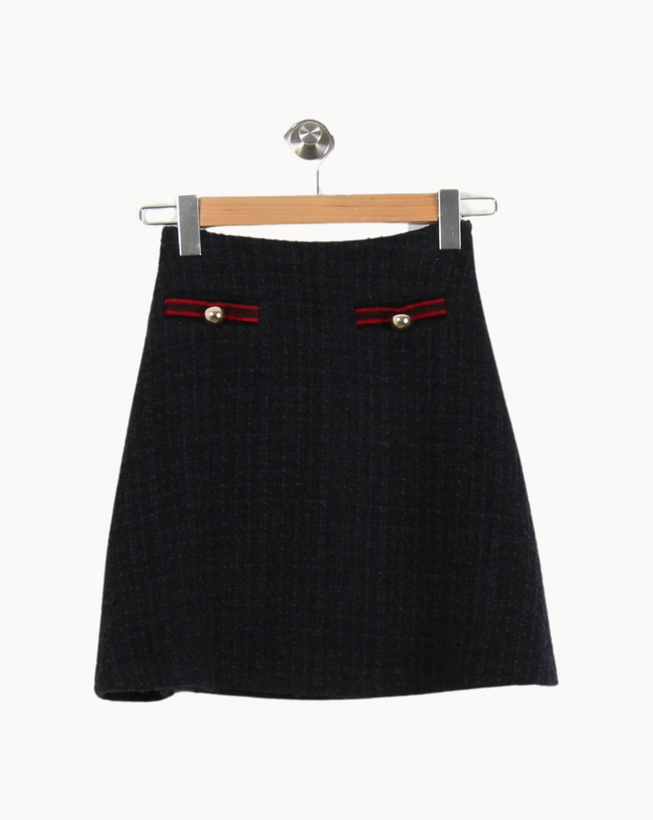 Jupe Trapèze Bleu et Rouge - Taille XS/34 de la marque Claudie Pierlot | PARAD55648 - Vendu par Paradigme - Image 2