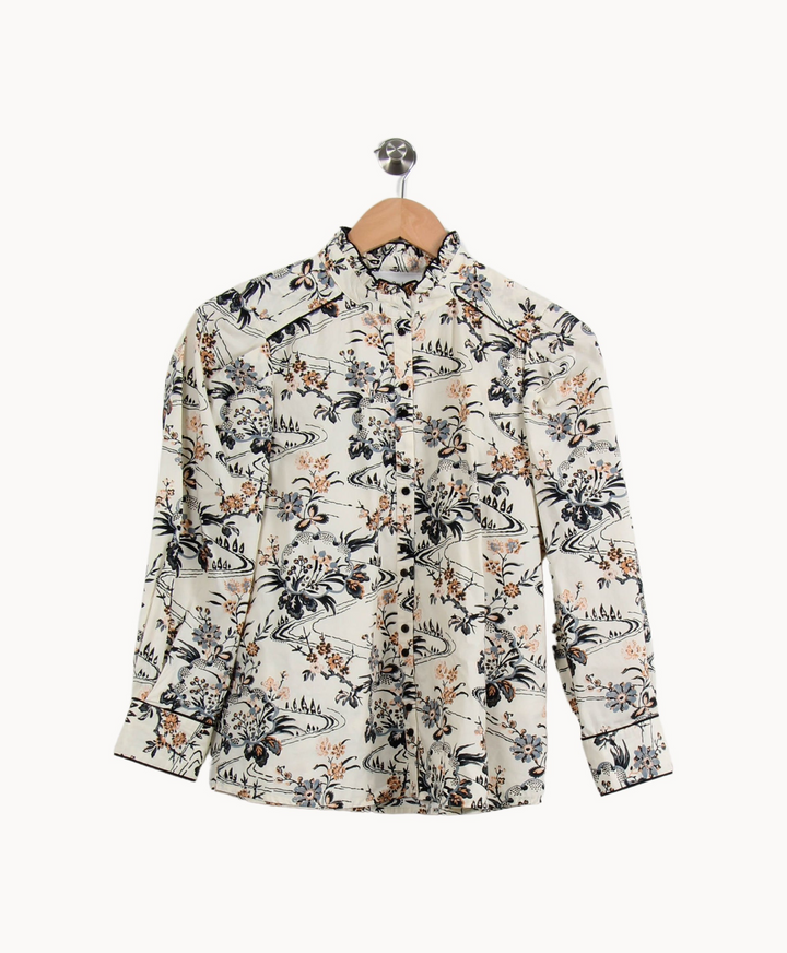 Chemise Imprimée Beige et Noire - Taille S/36 de la marque ba&sh | PARAD67276 - Vendu par Paradigme - Image 2