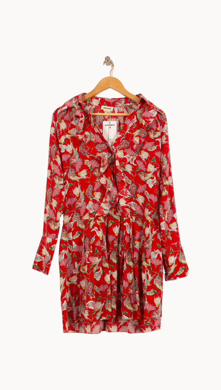 Robe Portefeuille Rouge et Rose - Taille XS/34 de la marque Zadig&Voltaire | PARAD63618 - Vendu par Paradigme - Image 2