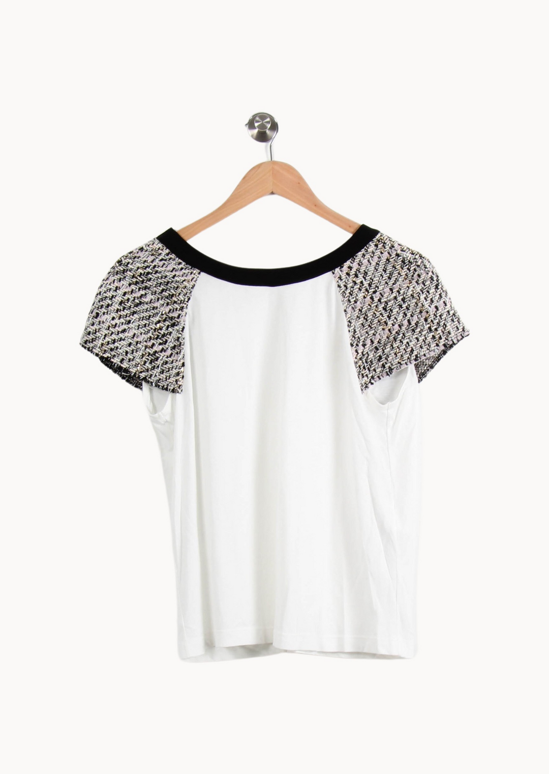 T-shirt Blanc et Noir - Taille L/40 de la marque Maje | PARAD64351 - Vendu par Paradigme - Image 4
