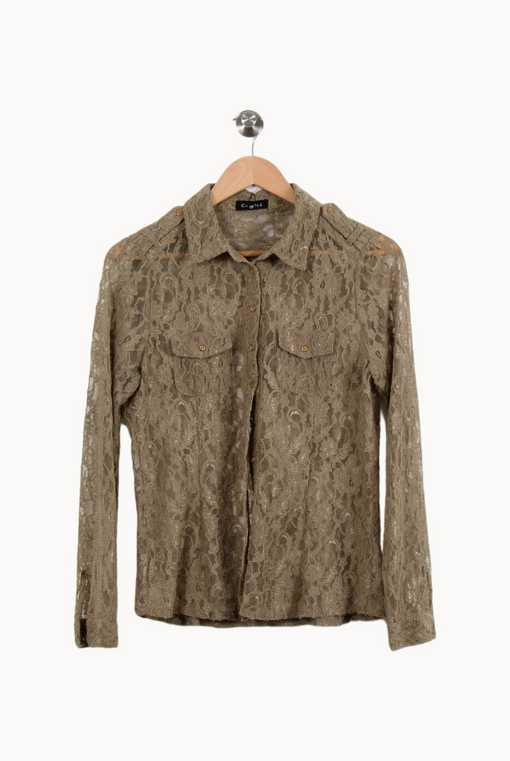 Chemise en Dentelle Verte - Taille L/40 de la marque Caroll | PLY1174 - Vendu par Paradigme - Image 2