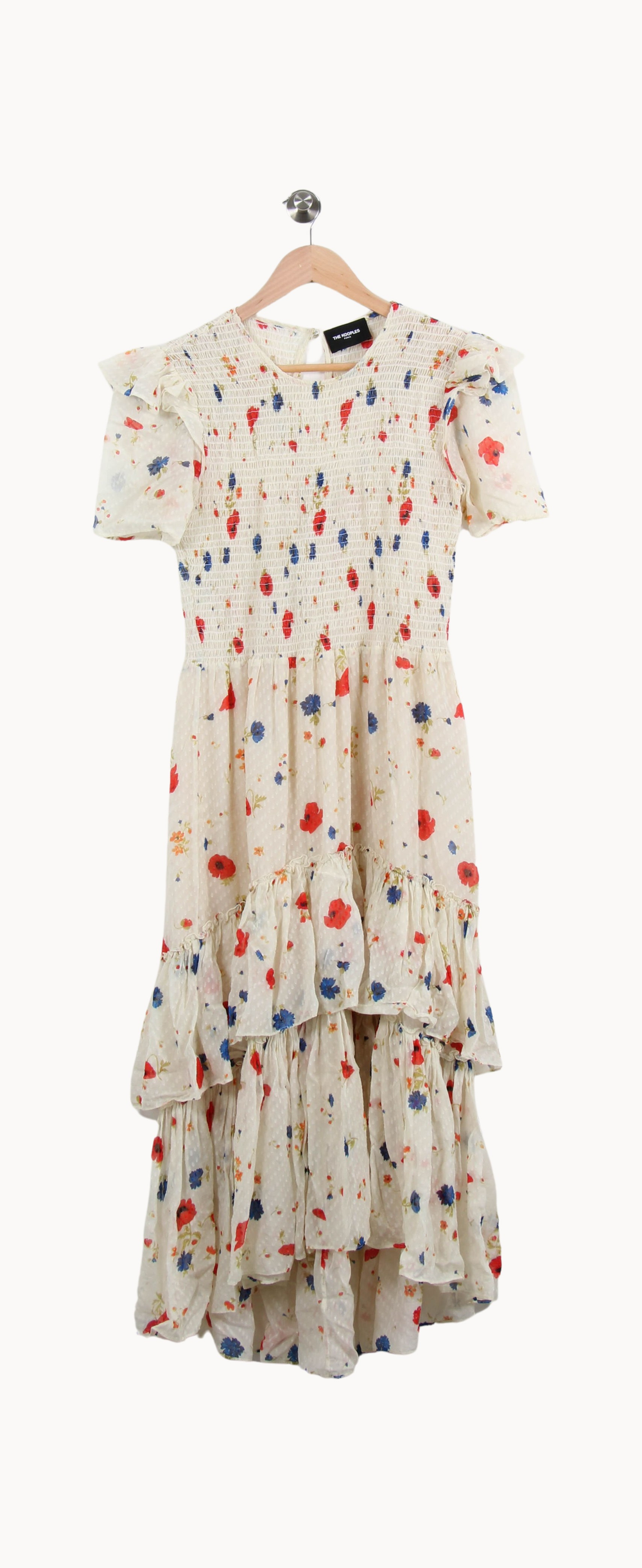 Robe Midi Écrue à Fleurs Rouges et Bleues - Taille S/36 de la marque The Kooples | PARAD52750 - Vendu par Paradigme - Image 2