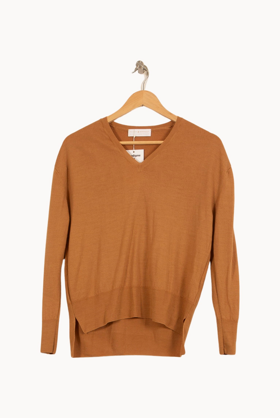 Pull Col V Camel - Taille XS/34 de la marque Maison Montagut | PARAD62607 - Vendu par Paradigme - Image 2