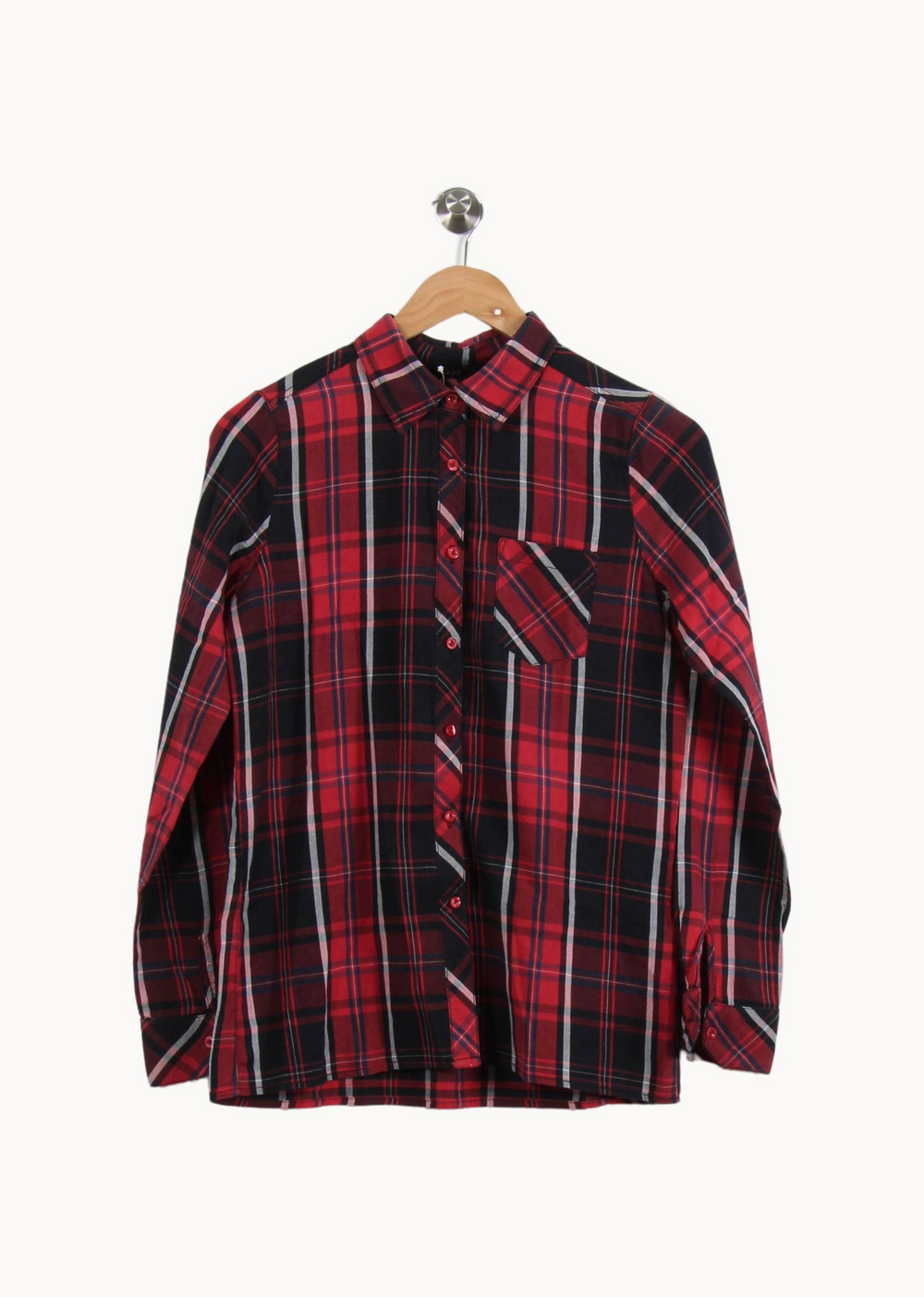 Chemise À Carreaux Bordeaux et Noire - Taille M/38 de la marque Maje | PARAD67353 - Vendu par Paradigme - Image 2