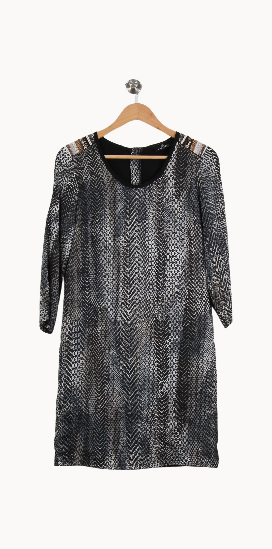 Robe Midi Noire et Grise - Taille XS/34 de la marque One Step | PARAD53101 - Vendu par Paradigme - Image 2