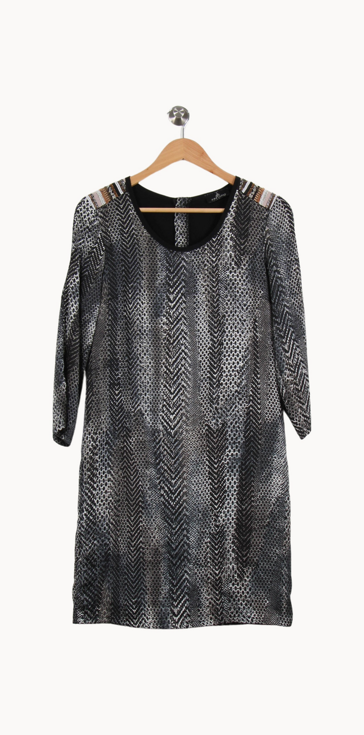 Robe Midi Noire et Grise - Taille XS/34 de la marque One Step | PARAD53101 - Vendu par Paradigme - Image 2