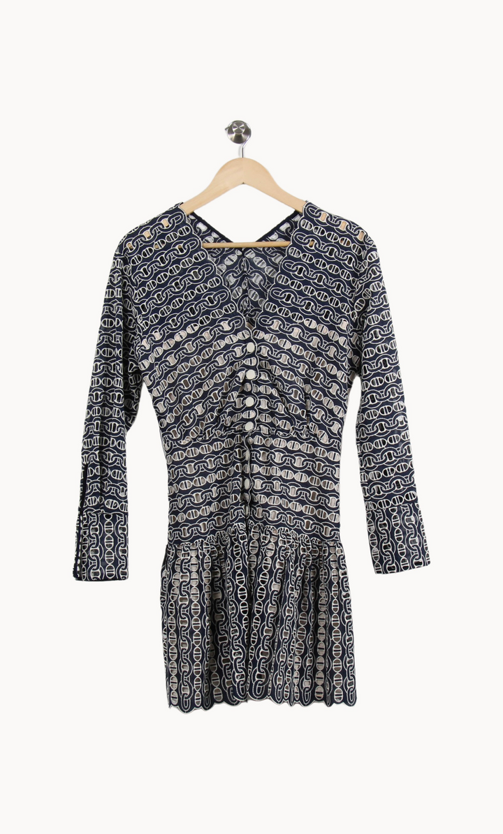 Robe Courte Bleue et Blanche - Taille M/38 de la marque Sandro | PARAD67251 - Vendu par Paradigme - Image 2