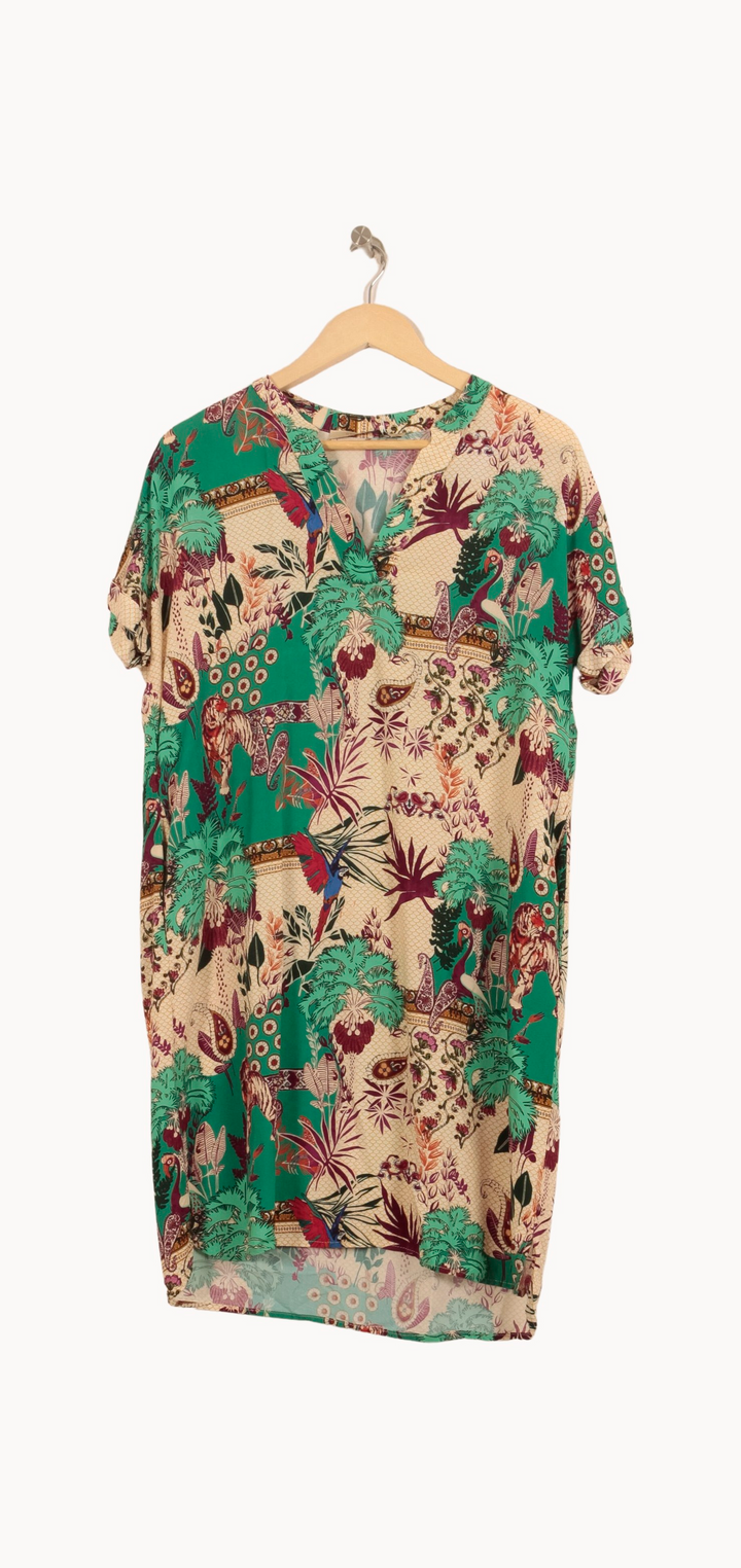 Robe Vert et Beige - Taille L/40 de la marque La Fée Maraboutée | PARAD66430 - Vendu par Paradigme - Image 2