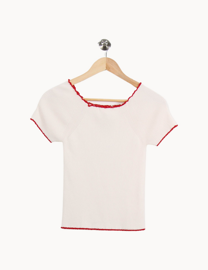 Pull Blanc et Rouge - Taille M/38 de la marque Sandro | PARAD52532 - Vendu par Paradigme - Image 4