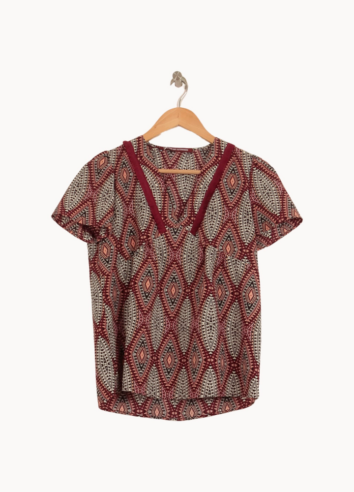 Blouse Bordeaux et Beige - Taille S/36 de la marque Comptoir des Cotonniers | RVLI1292 - Vendu par Paradigme - Image 2
