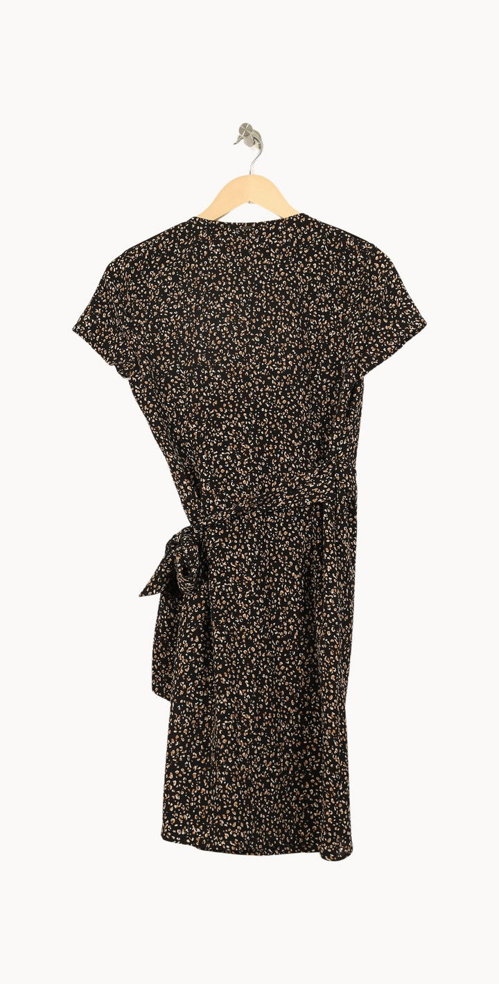 Robe portefeuille noire et beige - Taille XS/34 de la marque IKKS | PARAD66664 - Vendu par Paradigme - Image 4