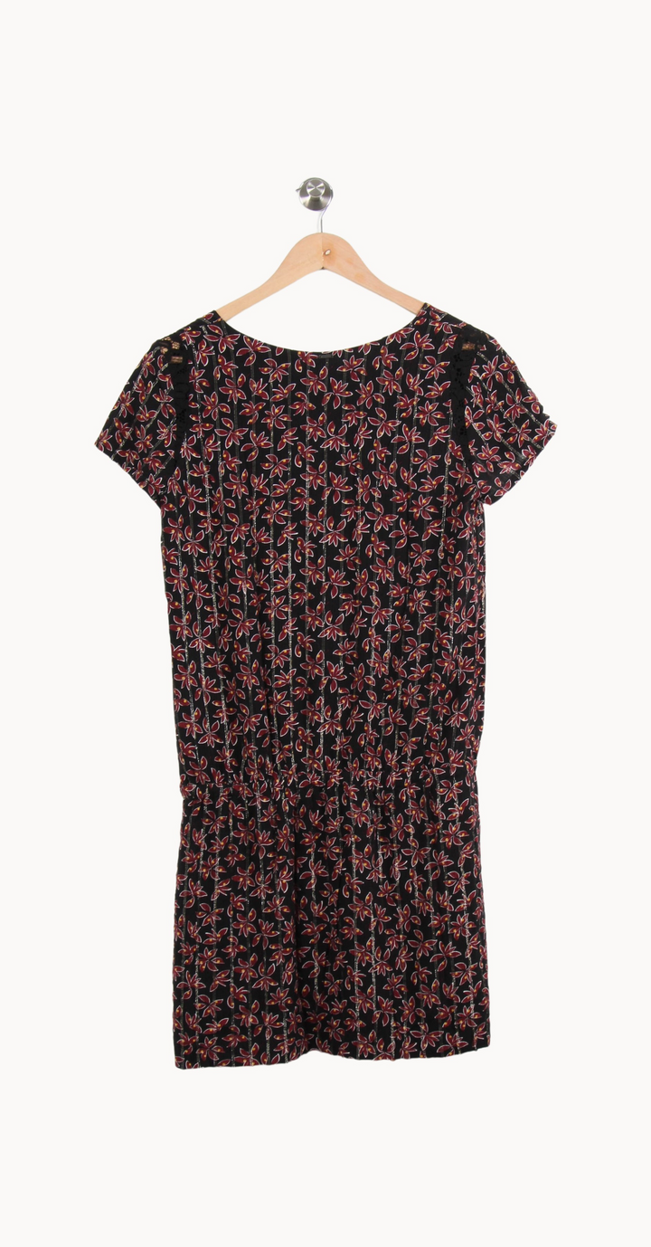 Robe Fleurie Noire et Rouge - Taille M/38 de la marque IKKS | PARAD65384 - Vendu par Paradigme - Image 4