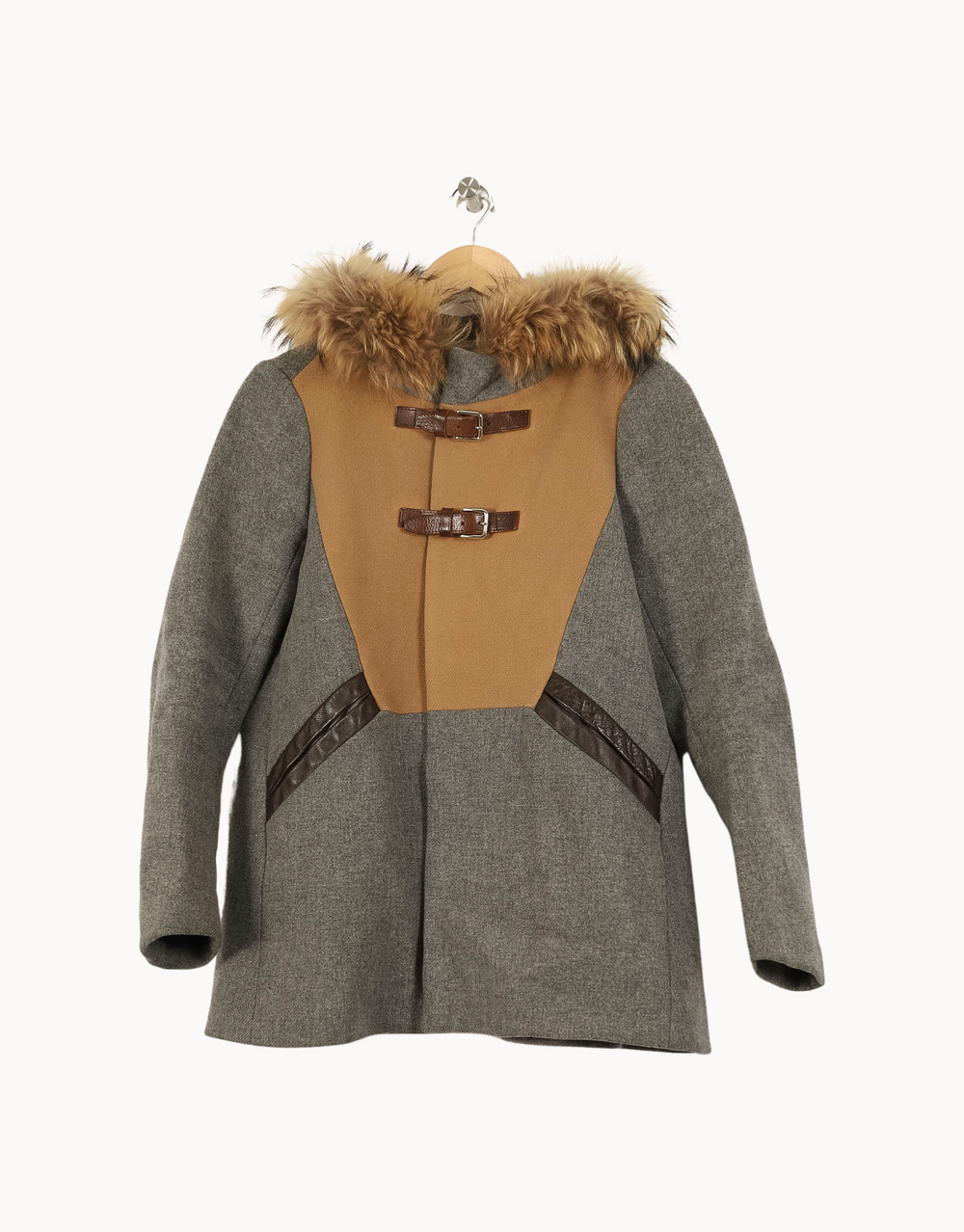 Duffle-coat Gris et Camel - Taille S/36 de la marque Maje | PARAD69217 - Vendu par Paradigme - Image 2