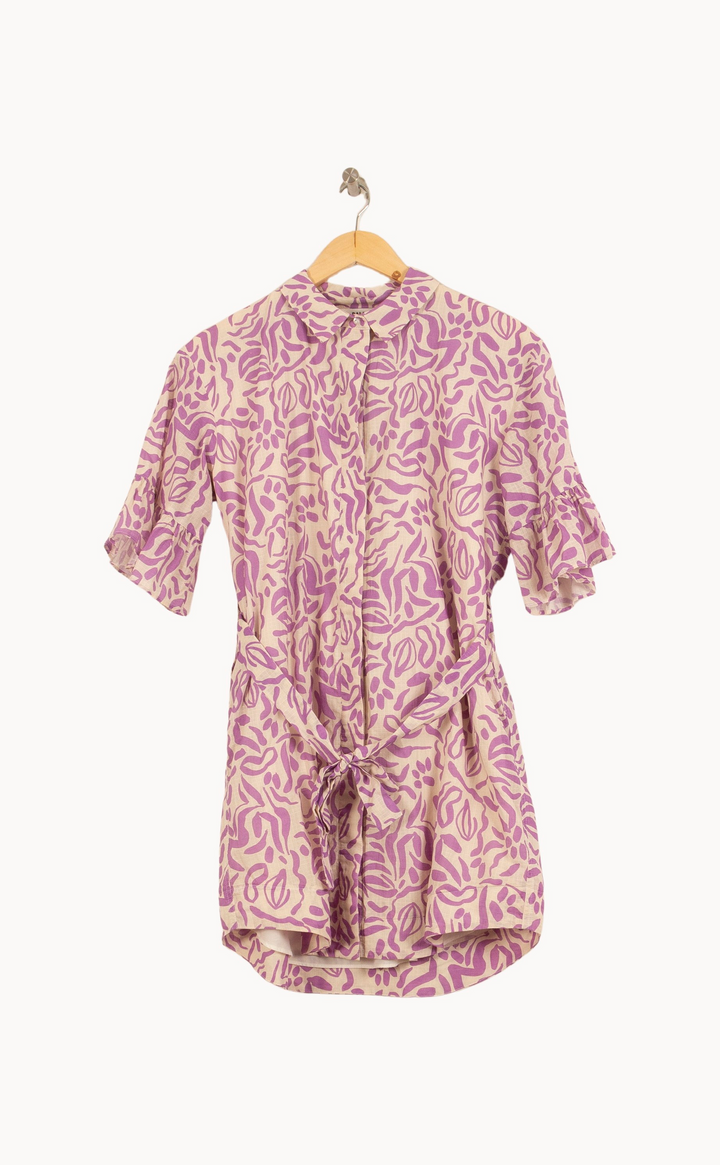 Robe Chemise Beige et Violette - Taille S/36 de la marque Balzac Paris | PARAD64957 - Vendu par Paradigme - Image 2