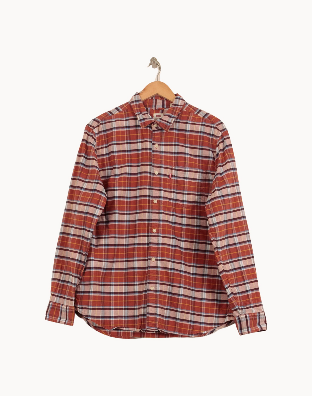 Chemise À Carreaux Orange et Blanc - Taille L/40 de la marque Levi's | PARAD44563 - Vendu par Paradigme - Image 2