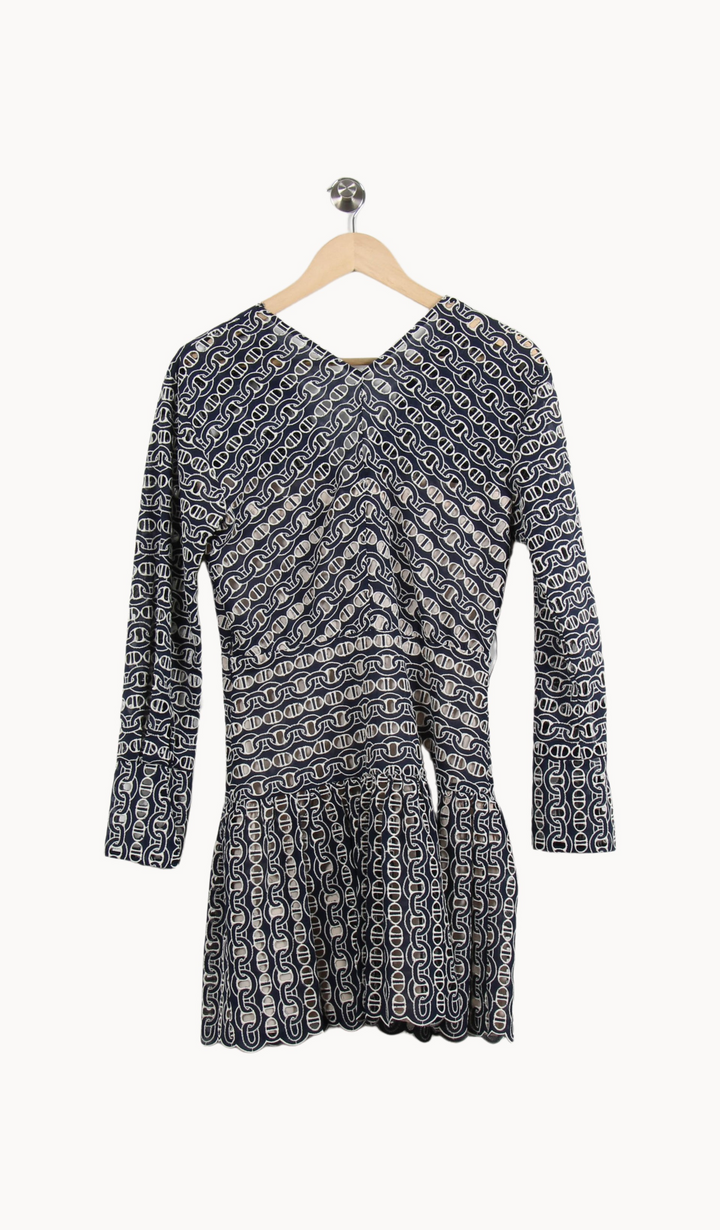 Robe Courte Bleue et Blanche - Taille M/38 de la marque Sandro | PARAD67251 - Vendu par Paradigme - Image 4